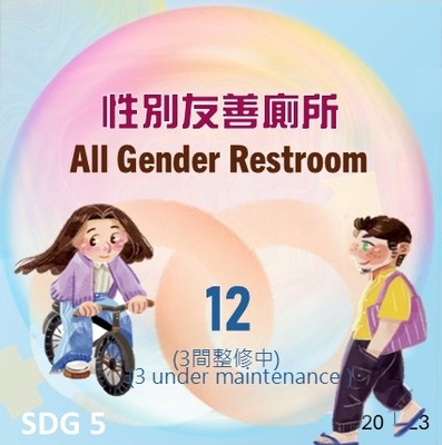 2023性別友善廁所有12間,另有3間整修中(原頁面開啟,放大顯示原圖片)